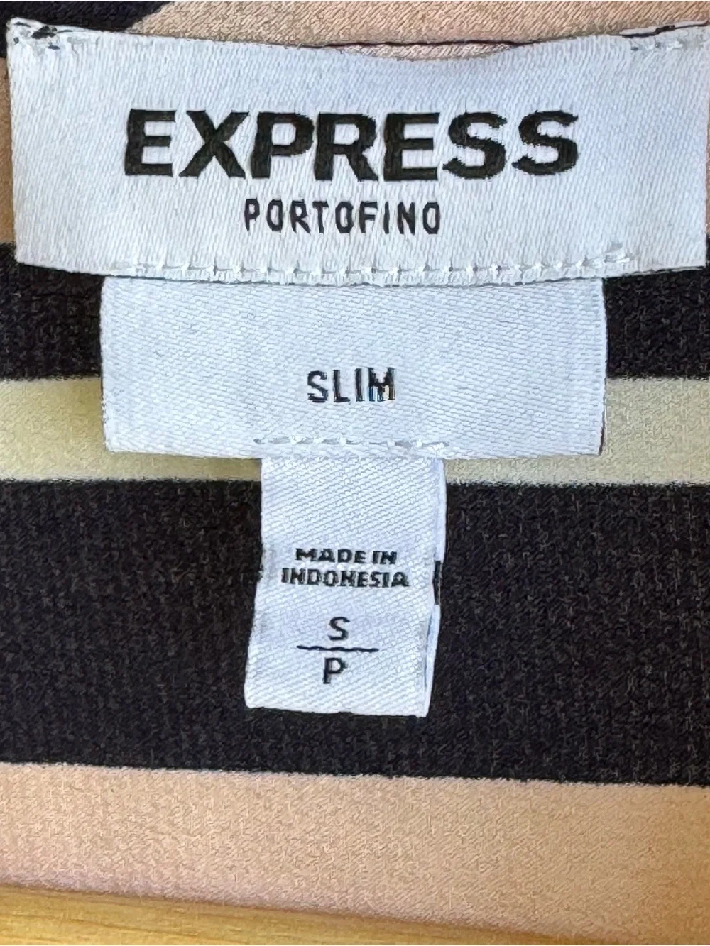 Express Portofino Blouse Striped Ruffle-Trim Button Front S Blush &Navy Preowned